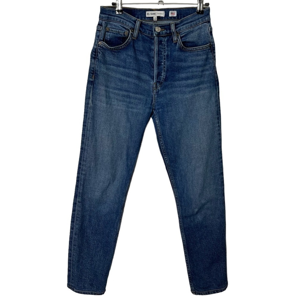 RE/DONE Originals Ankle Crop Jeans Women's 25 Mid70s Blue High Rise Vintage Slim - Picture 3 of 16